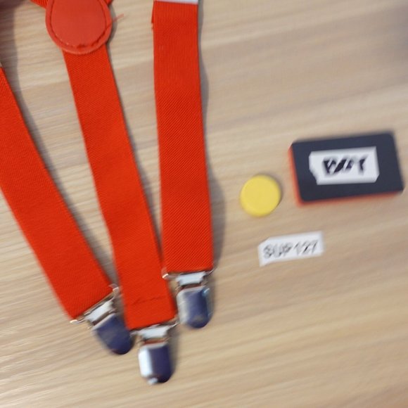 Suspender‎ Boy Orange Clip On Y Back Adjustable Strap Stretch Elastic Neon - Picture 6 of 6